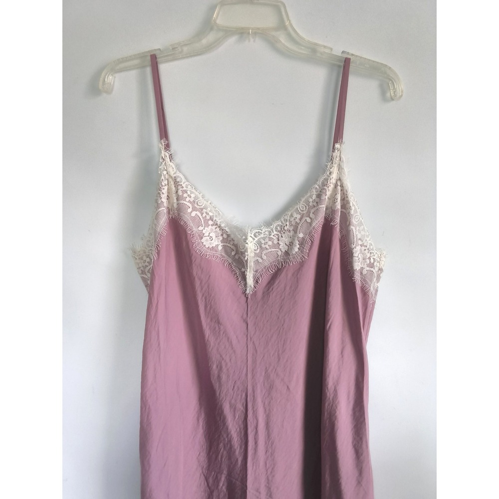 New Gap Slip Dress Large Lace Trim Maxi Muted Pink Lingerie Style Romantic Femme - Picture 4 of 8